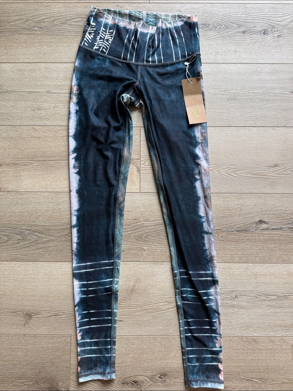 Niyama Sol Black Tie-Dye High-Waist Jeggings with Pink Accents